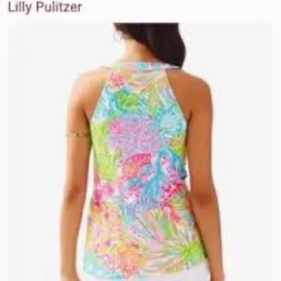 Lilly Pulitzer 'Arya Tank Top' in vibrant 'Lovers Coral' pattern - Picture 5 of 6